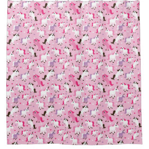 unicorn illustration kids background shower curtain