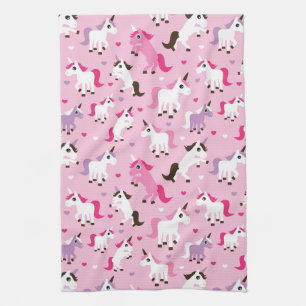 unicorn illustration kids background tea towel
