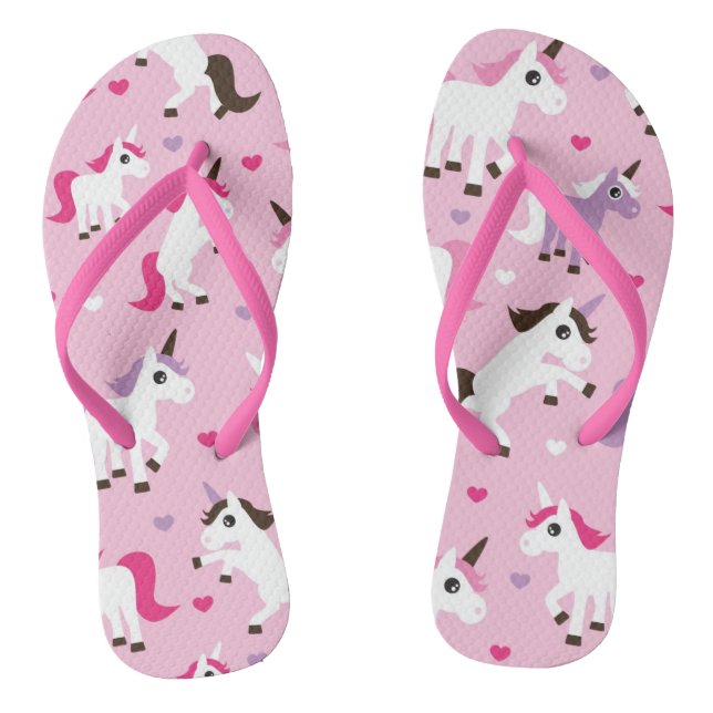 unicorn illustration kids background thongs (Footbed)