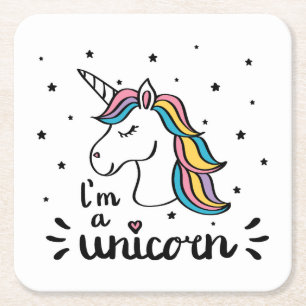 Unicorn I'm A Unicorn Square Paper Coaster