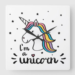 Unicorn   I'm A Unicorn Square Wall Clock