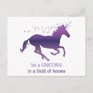 Unicorn in a Field of Horses Fun Quote Fun purple Postcard