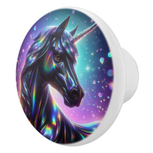 Unicorn in a Magical Sparkle Background Ceramic Knob