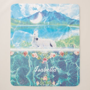 Unicorn in a paradise dream world customized sherpa blanket
