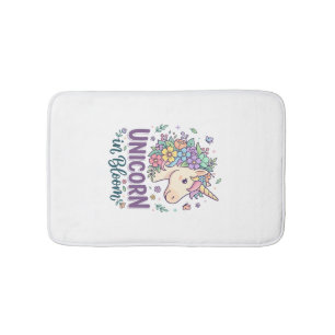 Unicorn in Bloom Bold Typography Print on Demand D Bath Mat