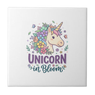 Unicorn in Bloom Bold Typography Print on Demand D Ceramic Tile