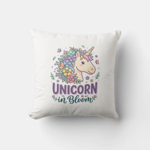 Unicorn in Bloom Bold Typography Print on Demand D Cushion