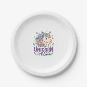 Unicorn in Bloom Bold Typography Print on Demand D Paper Plate