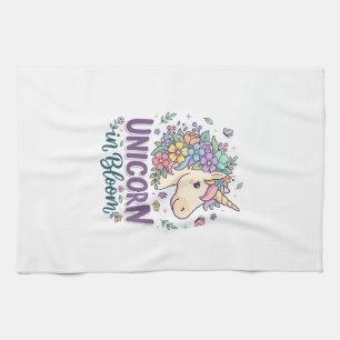 Unicorn in Bloom Bold Typography Print on Demand D Tea Towel