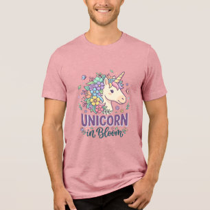 Unicorn in Bloom Bold Typography Print on Demand D Tri-Blend Shirt