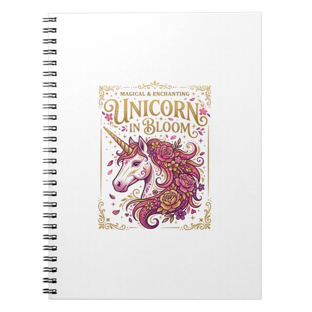 Unicorn in Bloom Stylish Zazzle Design_1 Notebook (Front)