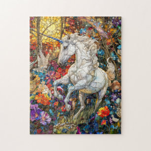 Unicorn in Flower Garden Jigsaw Puzzle
