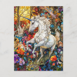Unicorn in Flower Garden Postcard