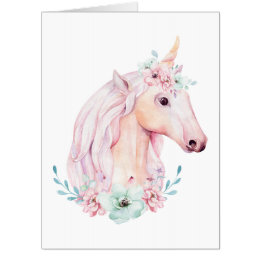 Unicorn In Flowers Blank Card