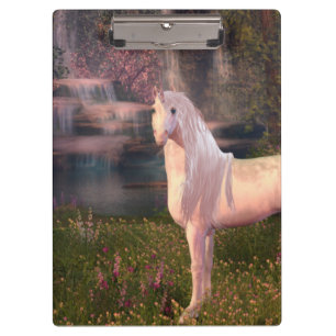 Unicorn in front of a waterfall clipboard