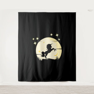 Unicorn In Front Of The Moon Tapestry