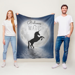 Unicorn in Moonlight   Believe in Magic Fleece Blanket