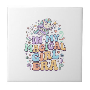 Unicorn In My Magical Girl Era Kawaii Sticker and Ceramic Tile