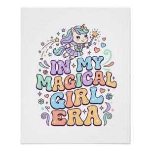 Unicorn In My Magical Girl Era Kawaii Sticker and Poster