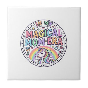 Unicorn In My Magical Mum Era Funny Shirt Graphic_ Ceramic Tile