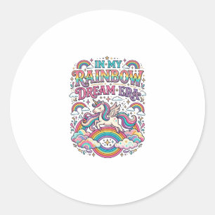 Unicorn In My Rainbow Dream Era Colorful Apparel G Classic Round Sticker