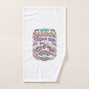 Unicorn In My Rainbow Dream Era Colourful Apparel Hand Towel