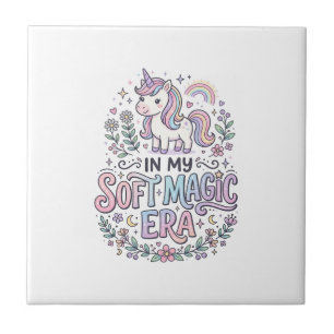 Unicorn In My Soft Magic Era Playful Typography De Ceramic Tile