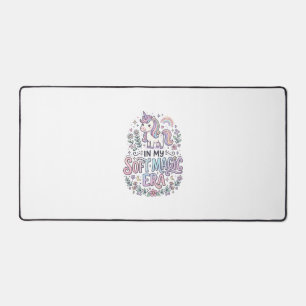 Unicorn In My Soft Magic Era Playful Typography De Desk Mat