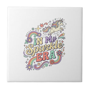 Unicorn In My Sparkle Era Kawaii Apparel Graphic_1 Ceramic Tile