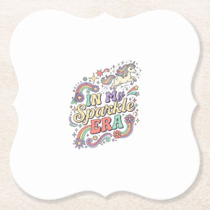 Unicorn In My Sparkle Era Kawaii Apparel Graphic_1 Paper Coaster