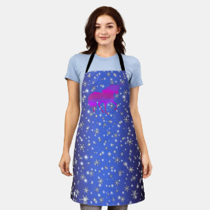 Unicorn in Night Snowflakes Apron