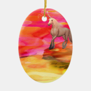 Unicorn in Painted Desert Ceramic Ornament