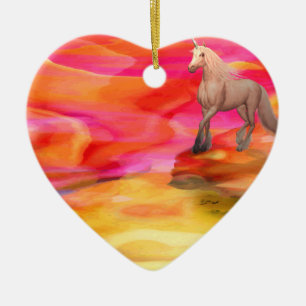 Unicorn in Painted Desert Ceramic Tree Decoration