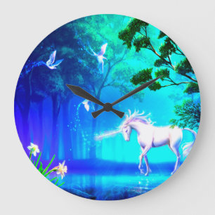 Unicorn In Paradise Large Clock