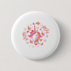 Unicorn in Pink and Orange 6 Cm Round Badge