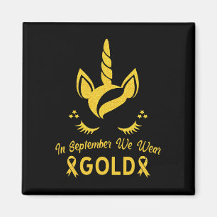Unicorn In September We Wear Gold Childhood Cancer Magnet