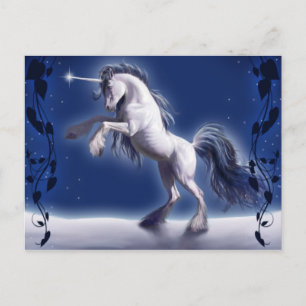 Unicorn In Snow Fantasy Post Card