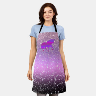Unicorn in Sparkling Ombre shower Apron