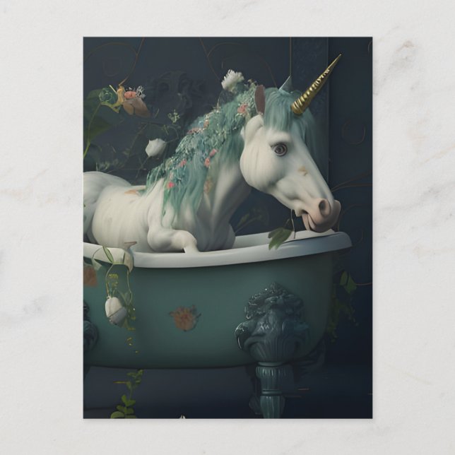 Unicorn in the Bathtub Postcard (Front)