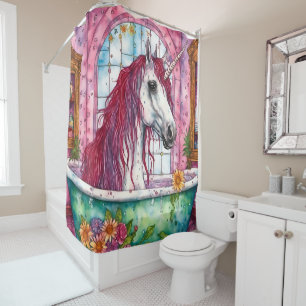 Unicorn in the Bathtub Shower Curtain