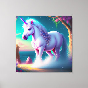 Unicorn In the Forest Art  Canvas Print