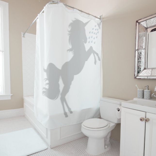 Unicorn In the Shower Fun Shadow Silhouette Curtain (In Situ)