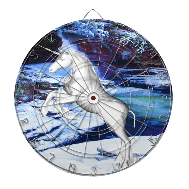Unicorn in the Snow Dartboard (Front)