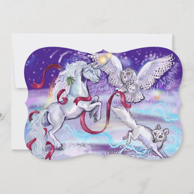 Unicorn in the Snow Invitation (Front)