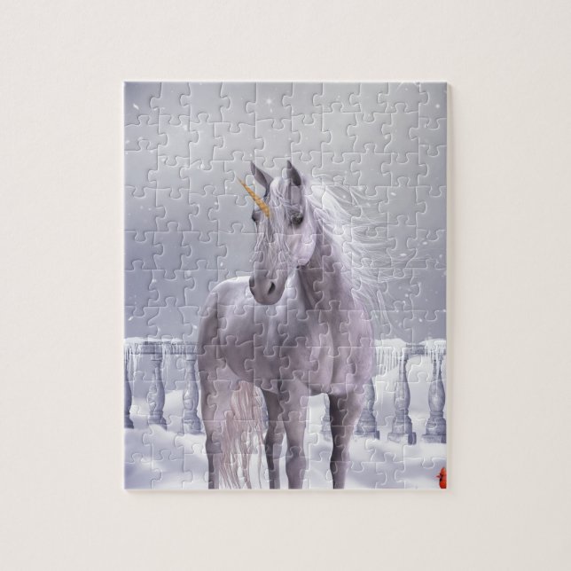 Unicorn in the Snow Jigsaw Puzzle (Vertical)