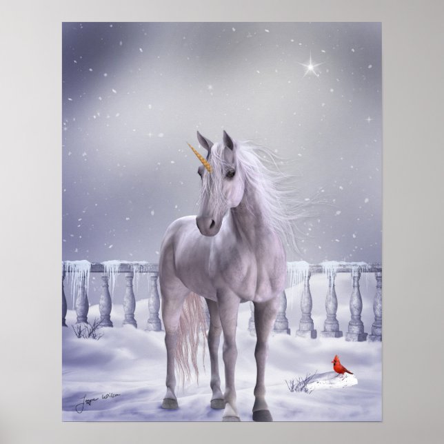 Unicorn in the Snow Poster Print (Front)