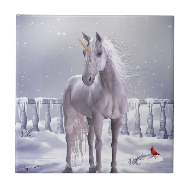 Unicorn in the Snow Tile (Front)