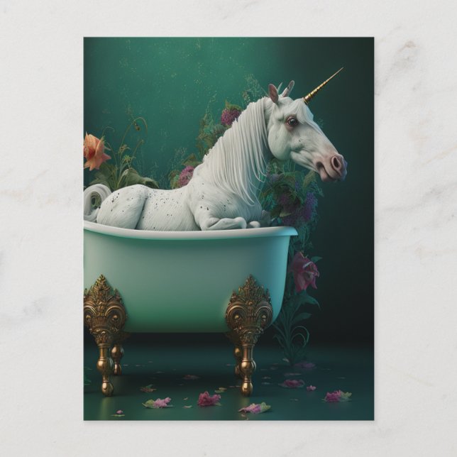 Unicorn in the Tub Postcard (Front)