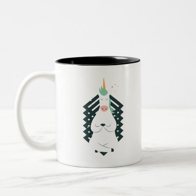 Unicorn in Yoga Pose Two-Tone Coffee Mug (Left)