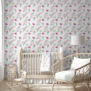 Unicorn: Innocence and Flowers Wallpaper